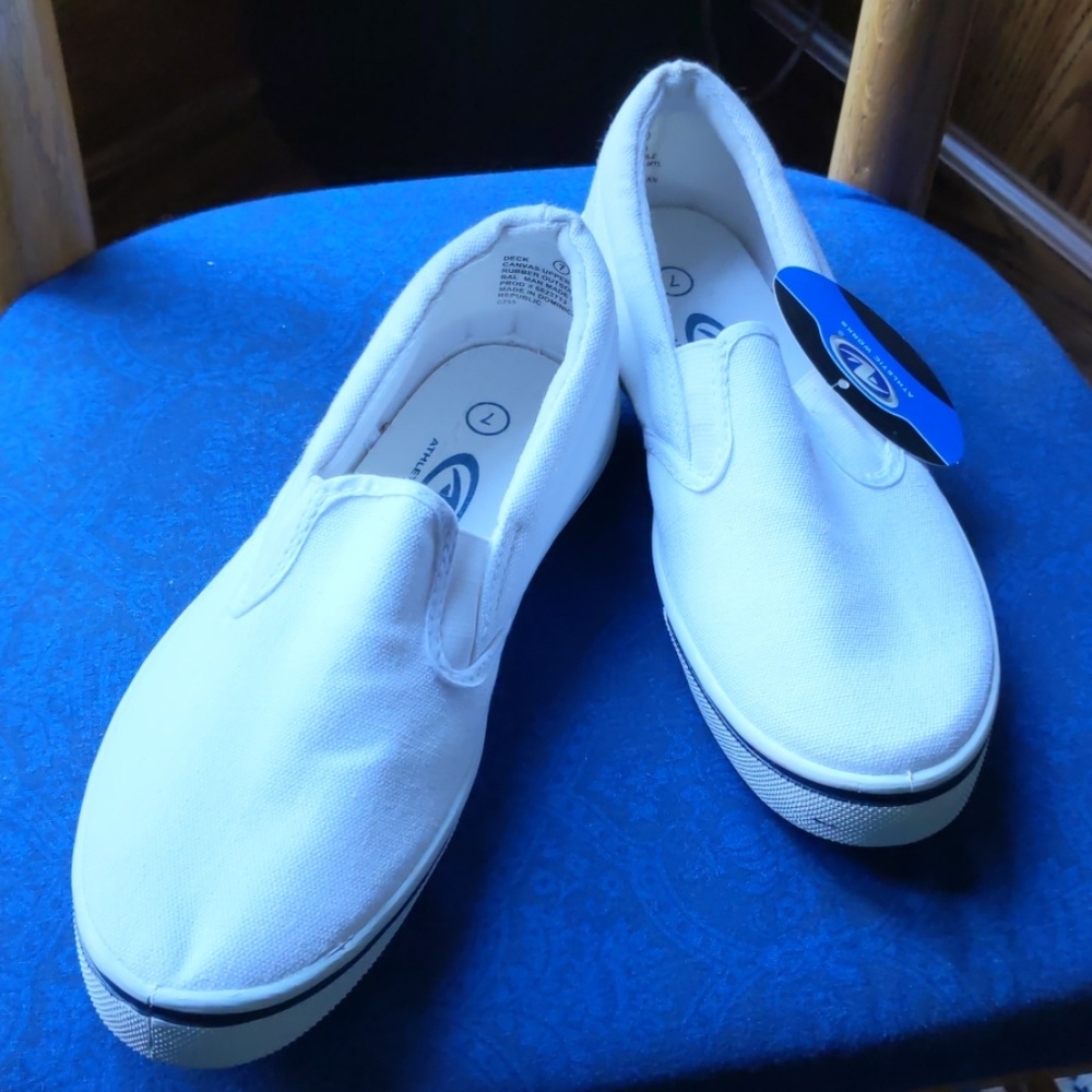 White Canvas Slip-ons Size 7 NWT
